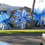 outdoor blue and white balloon display