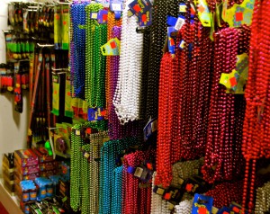 beaded necklaces on display