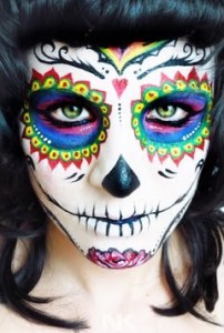 woman wearing skull makeup
