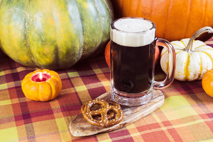 beer pretzel pumpkin candle oktoberfest table