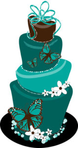 butterfly multi tier teal cake cartoon