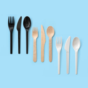 compostable corn and wood utensils