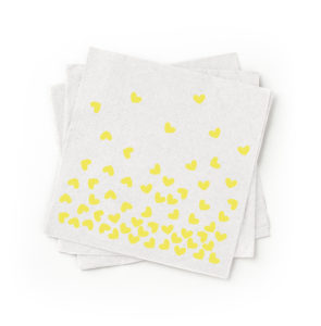 recycled and compostable party napkins yellow hearts