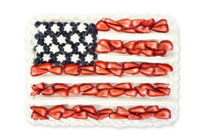 4th of july party cake decorated like flag
