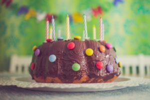 backyard birthday celebration chocolate cake