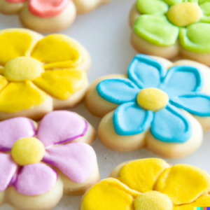 flower shaped frosted cookies