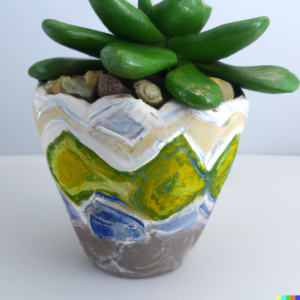 hand painted potted succulent